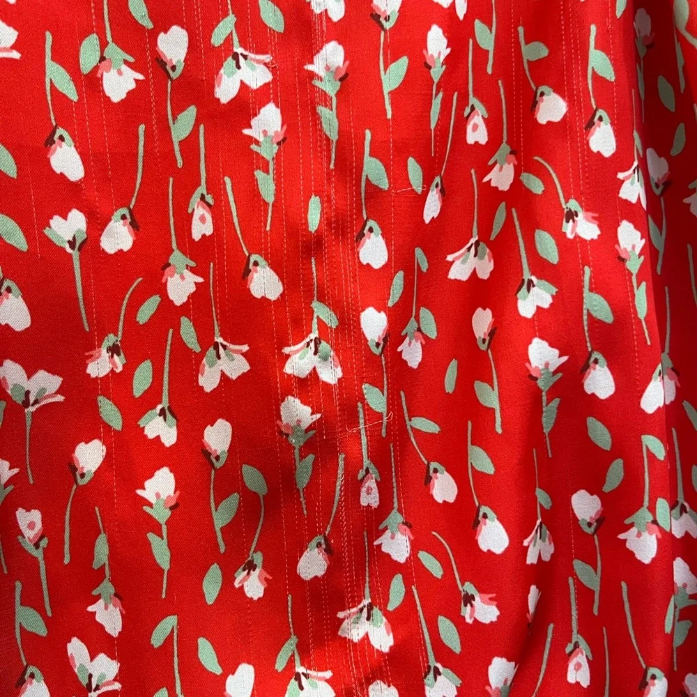 Red Ruffled Midi Dress - Picture 8 of 9